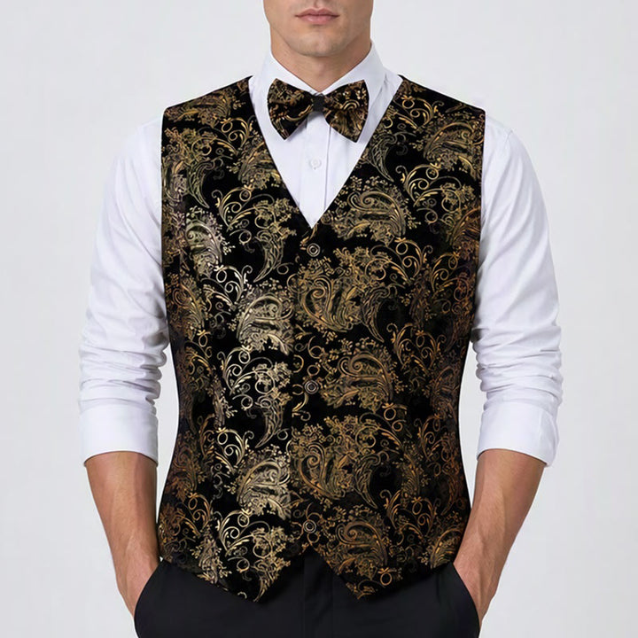 Men's Luxury Vintage Baroque Print Party Club Suit Vest - image 1