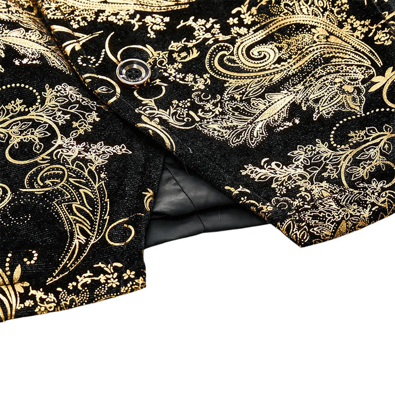 Men's Luxury Vintage Baroque Print Party Club Suit Vest - image 8