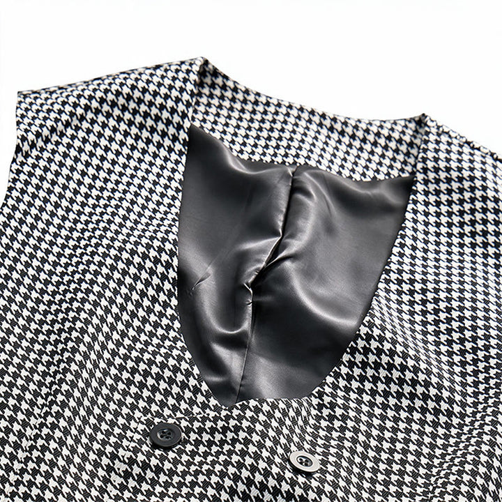 Men's Houndstooth Double Breasted U-neck Suit Vest - image 4