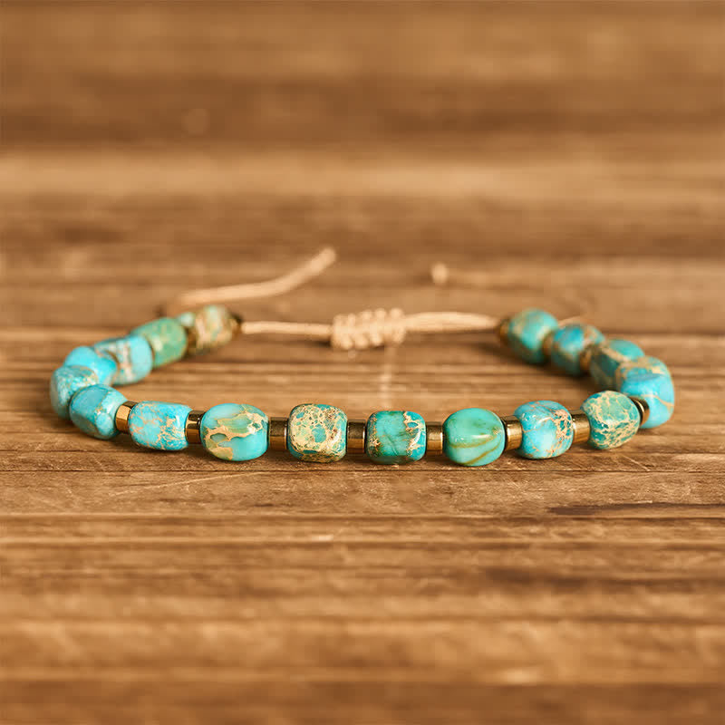 Boho Turquoise Bead Adjustable Braided Cord Bracelet - Turquoise - image 0