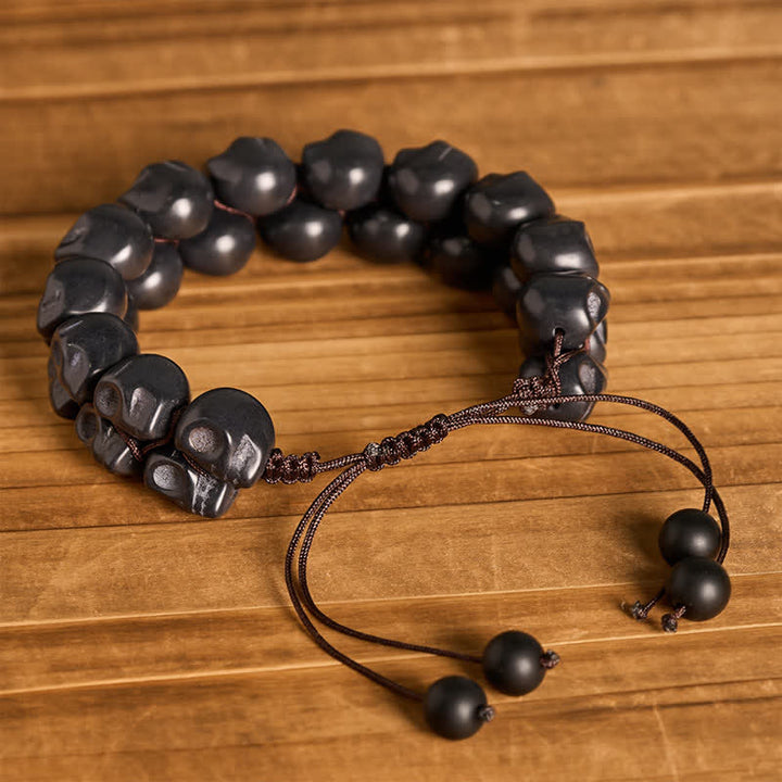 Gothic Turquoise Skull Beaded Adjustable Braided Bracelet - image 7