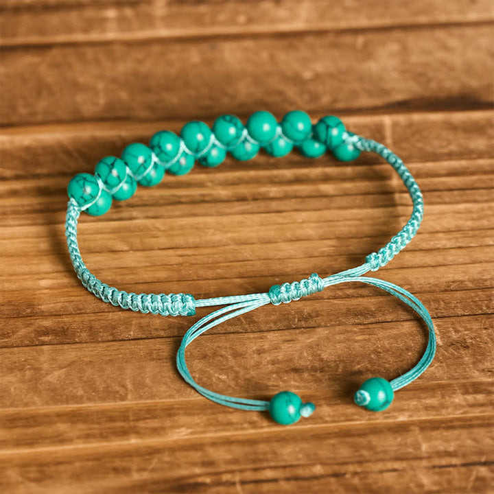 Healing Double Row Turquoise Beaded Macrame Bracelet - image 11