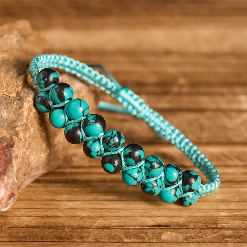 Healing Double Row Turquoise Beaded Macrame Bracelet - image 14