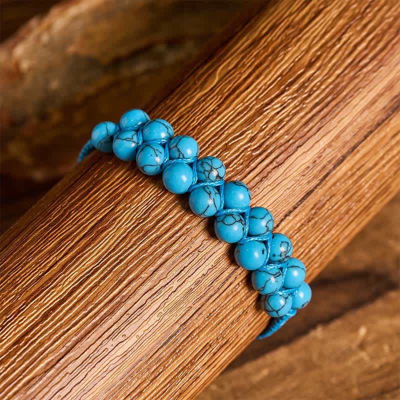 Healing Double Row Turquoise Beaded Macrame Bracelet - image 5