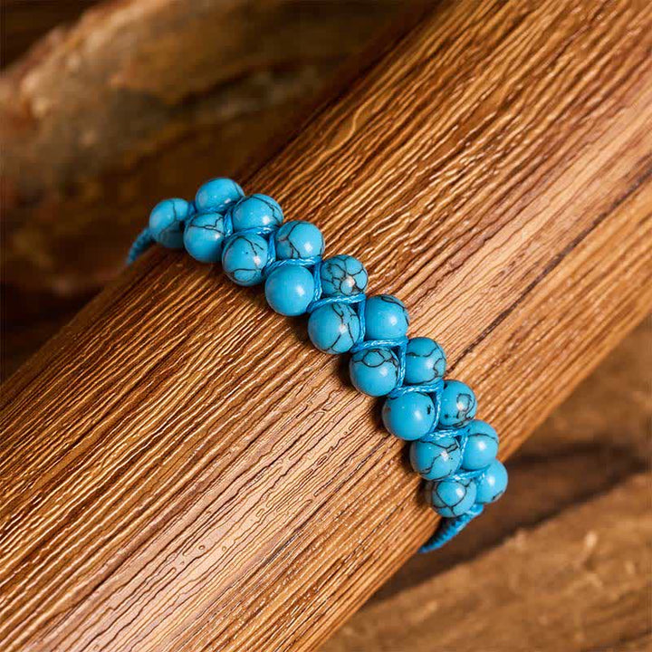 Healing Double Row Turquoise Beaded Macrame Bracelet - image 5