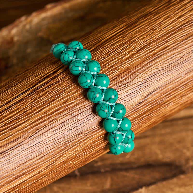 Healing Double Row Turquoise Beaded Macrame Bracelet - image 9