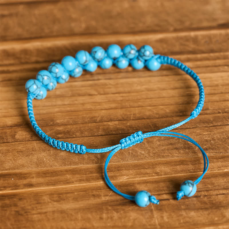 Healing Double Row Turquoise Beaded Macrame Bracelet - image 8