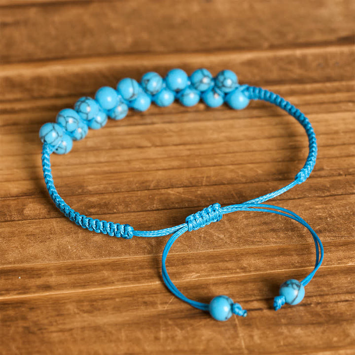 Healing Double Row Turquoise Beaded Macrame Bracelet - image 7