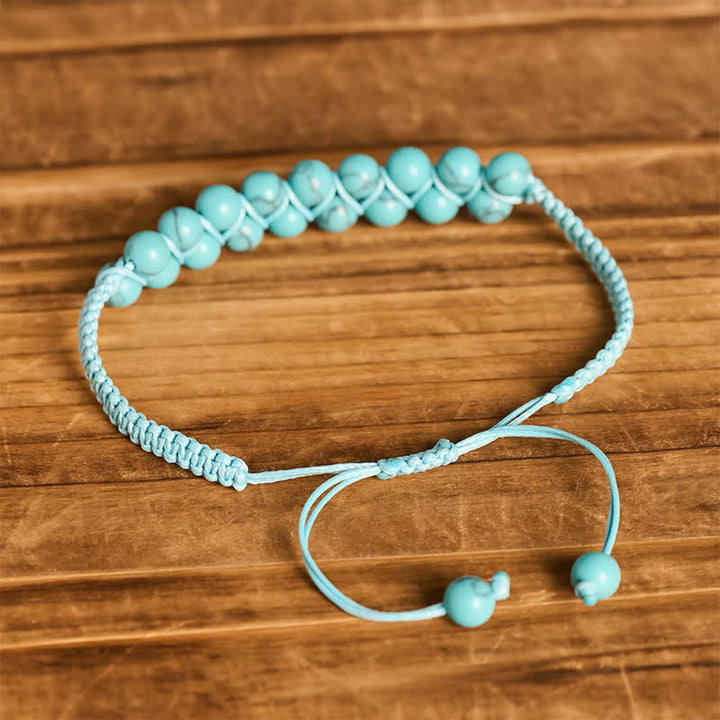 Healing Double Row Turquoise Beaded Macrame Bracelet - image 3