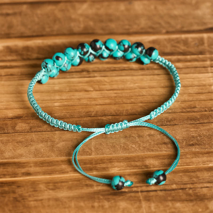Healing Double Row Turquoise Beaded Macrame Bracelet - image 15