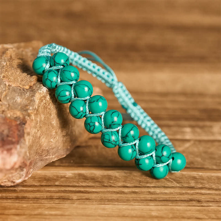 Healing Double Row Turquoise Beaded Macrame Bracelet - image 10