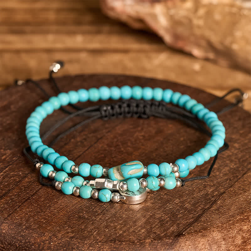 3Pcs Western Cactus Turquoise Self-Confidence Stack Bracelet Set - image 2