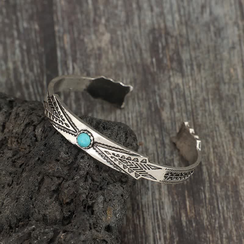 Vintage Boho Tribal Desert Arrow Turquoise Open Cuff Bracelet - image 1