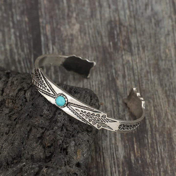 Vintage Boho Tribal Desert Arrow Turquoise Open Cuff Bracelet - image 1