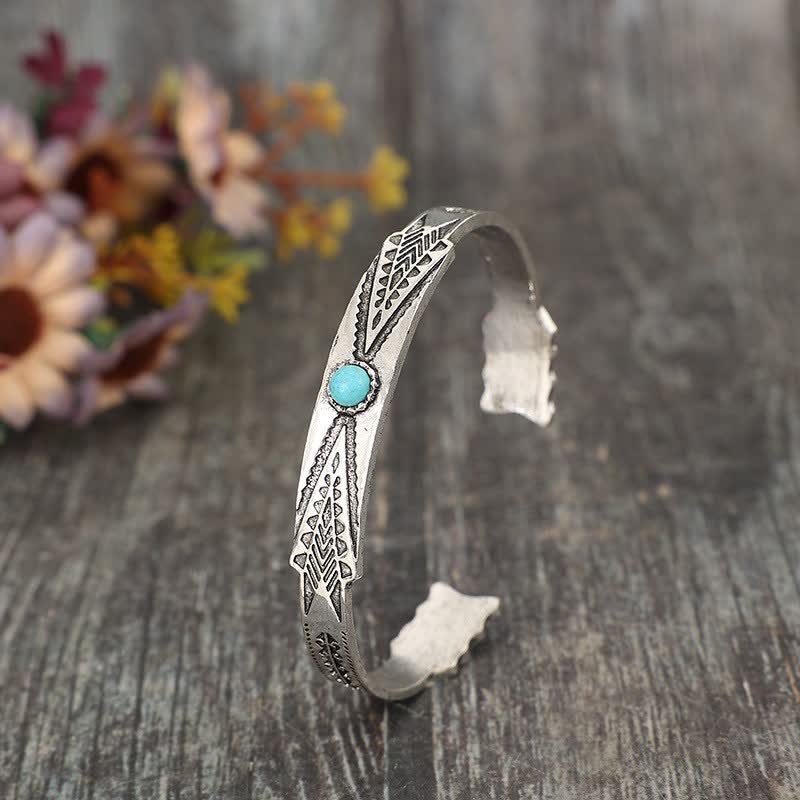 Vintage Boho Tribal Desert Arrow Turquoise Open Cuff Bracelet - image 2