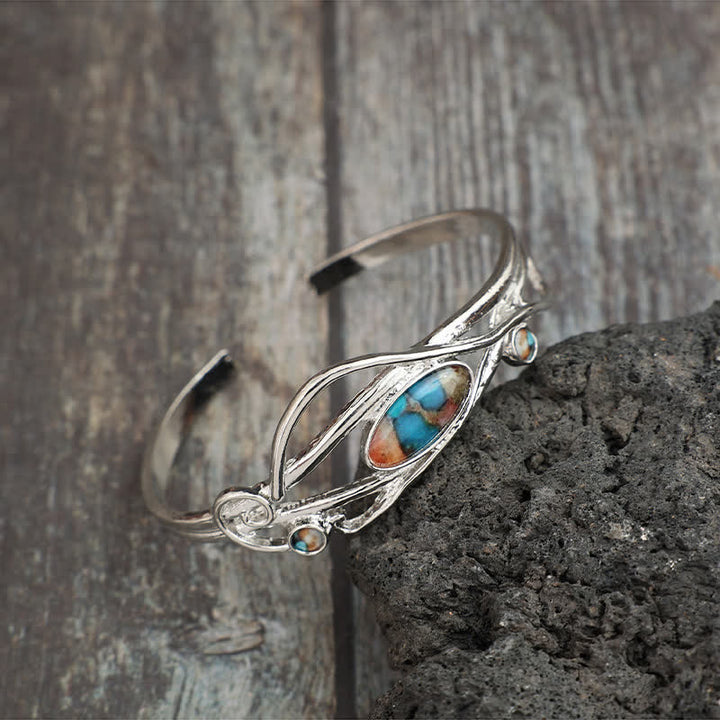 Enchanted Vine Silver Leaf Wrap Open Cuff Bracelet - image 1