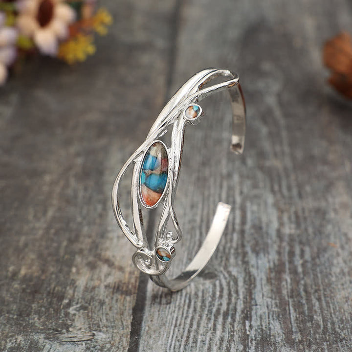 Enchanted Vine Silver Leaf Wrap Open Cuff Bracelet - image 2