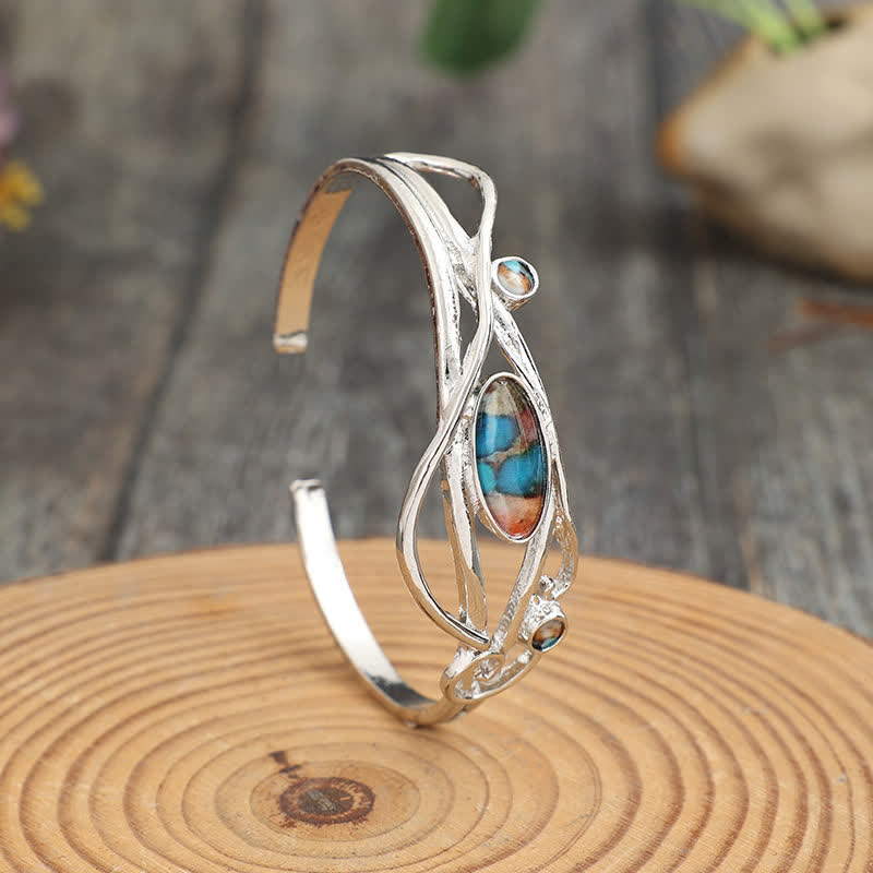 Enchanted Vine Silver Leaf Wrap Open Cuff Bracelet - image 3