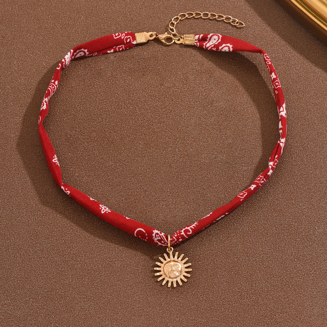 Red Bandana Sun Goddess Paisley Scarf Necklace - image 1