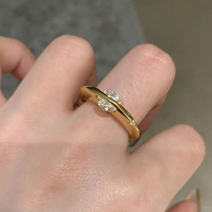 Rotatable Planet Ring Open Adjustable Brass Plated Gold Ring for Women's  Daily - image 0