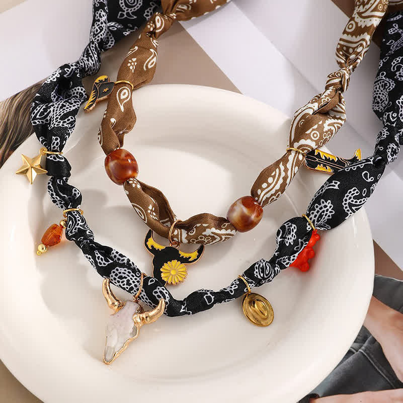 Boho Western Edition Cowboy Charms Scarf Necklace Collection - image 3