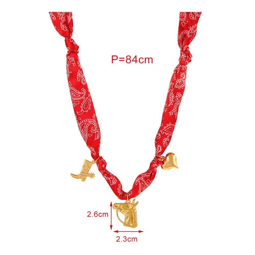Classic Rodeo Horse Golden Boot Scarf Necklace Collection - image 4