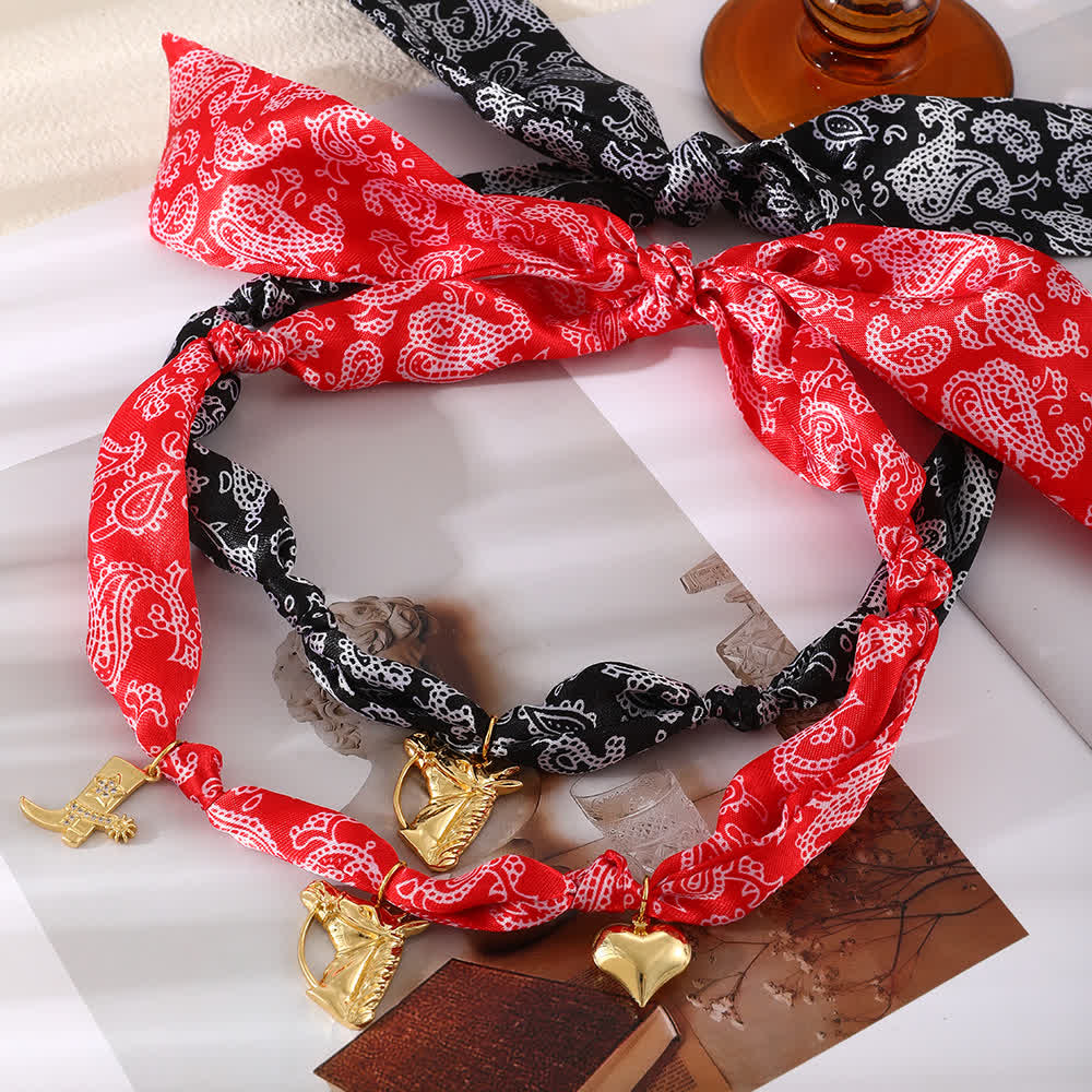 Classic Rodeo Horse Golden Boot Scarf Necklace Collection - image 2