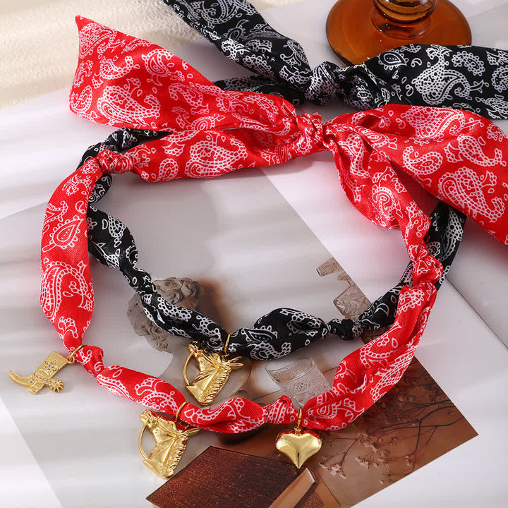 Classic Rodeo Horse Golden Boot Scarf Necklace Collection - image 2