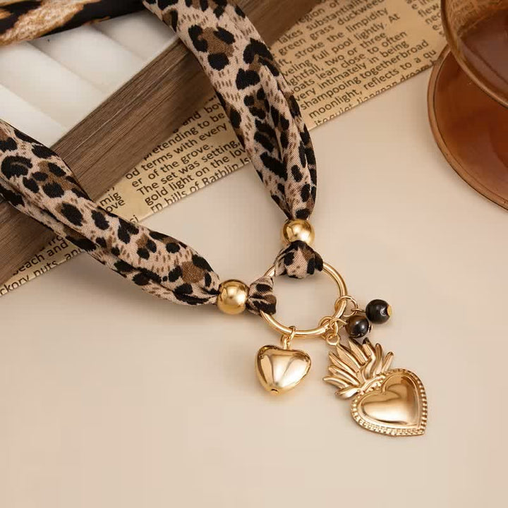 Wild At Sacred Heart Leopard Pattern Scarf Necklace - image 2