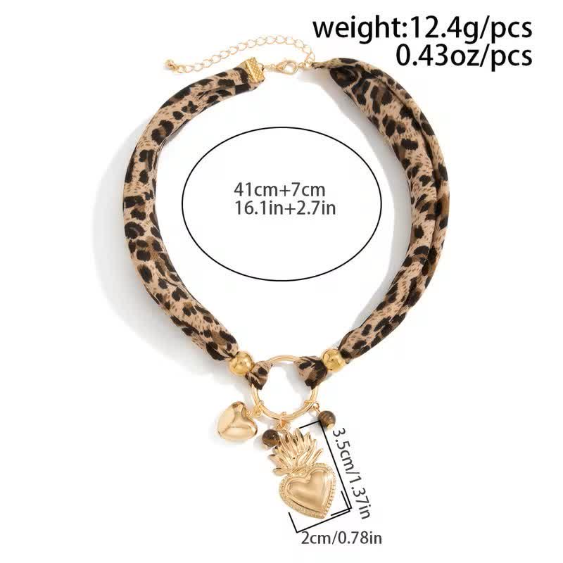 Wild At Sacred Heart Leopard Pattern Scarf Necklace - image 4