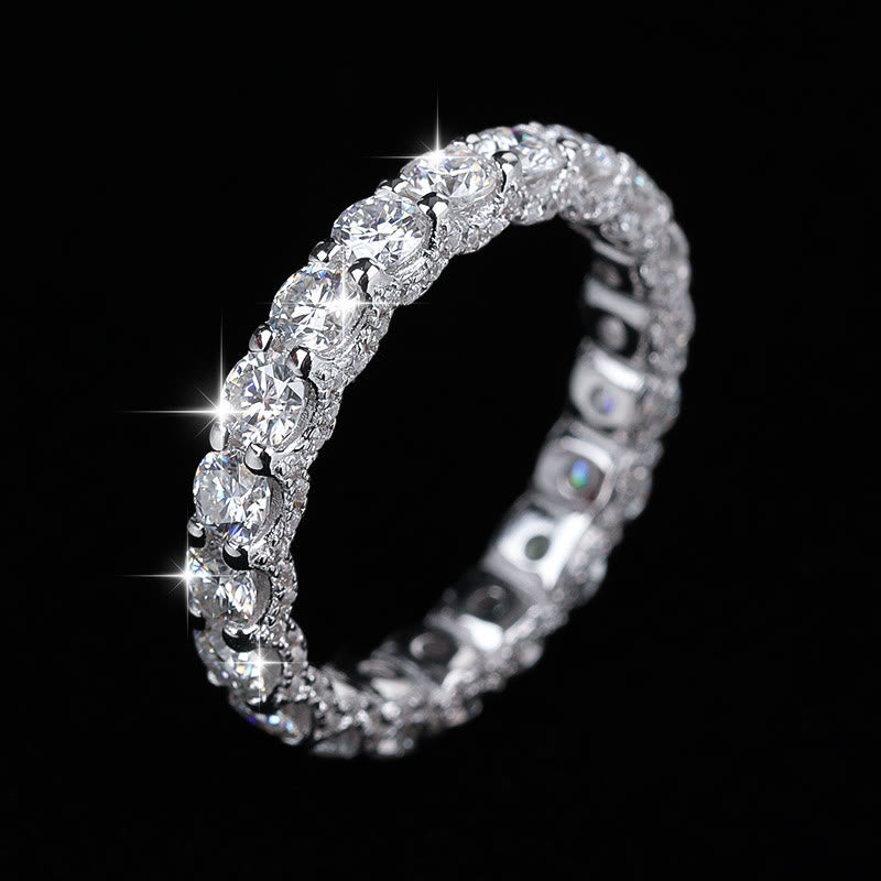 S925 Silver Full Eternity Moissanite Band Ring Stackable Wedding Ring for Women - Style#1 - US 9 - image 0