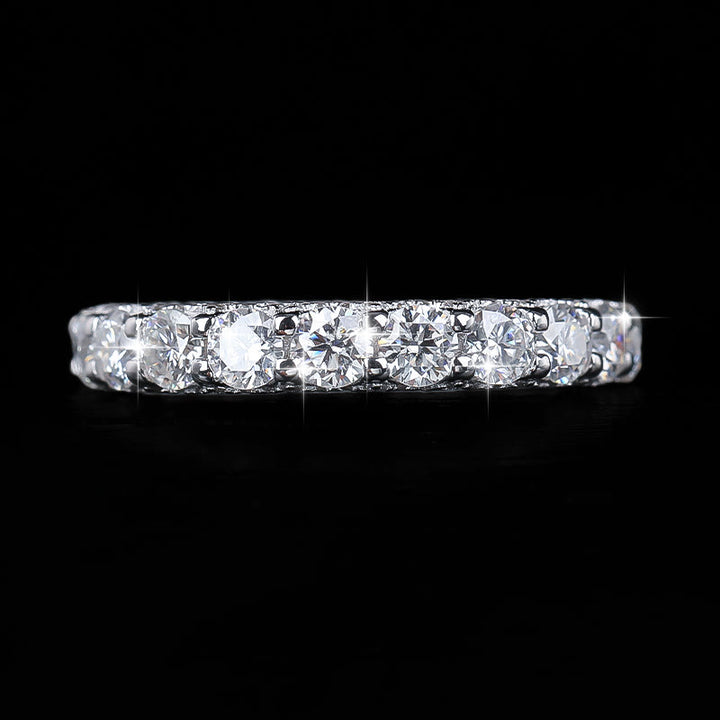 S925 Silver Full Eternity Moissanite Band Ring Stackable Wedding Ring for Women - image 2
