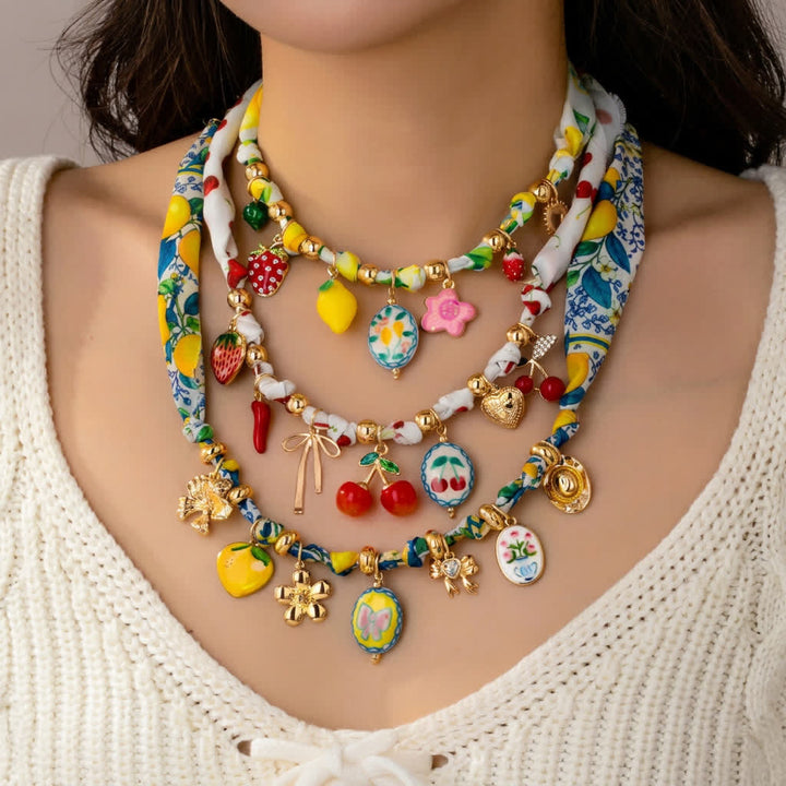 Colorful Fruit Charm Scarf Necklace Collection - image 0