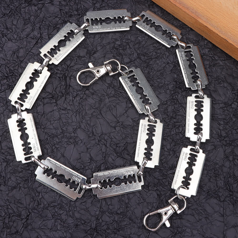Hip Hop Streetwear Silver Punk Razor Blade Pant Chain - image 1