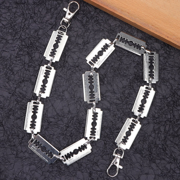 Hip Hop Streetwear Silver Punk Razor Blade Pant Chain - image 3