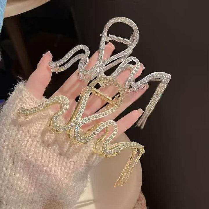Women's Siren Snake Rhinestone Claw Clip With Crystal Tassels - image 4
