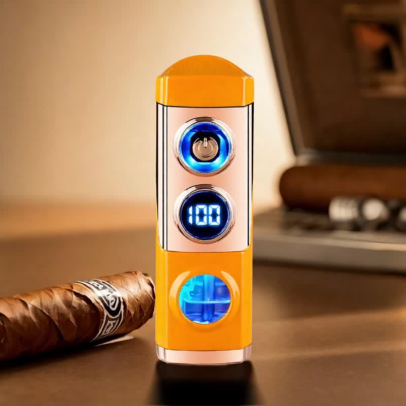 4-IN-1 Smart Triple Flame Cigar Lighter With Built-In Cigar Rest And Punch - Orange - image 15