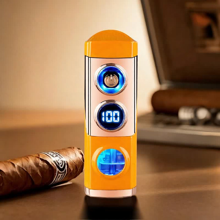 4-IN-1 Smart Triple Flame Cigar Lighter With Built-In Cigar Rest And Punch - Orange - image 15