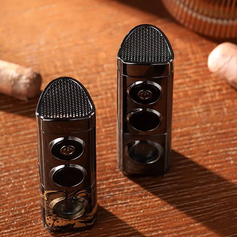 4-IN-1 Smart Triple Flame Cigar Lighter With Built-In Cigar Rest And Punch - image 1
