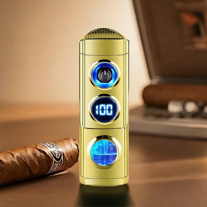 4-IN-1 Smart Triple Flame Cigar Lighter With Built-In Cigar Rest And Punch - Gold - image 16
