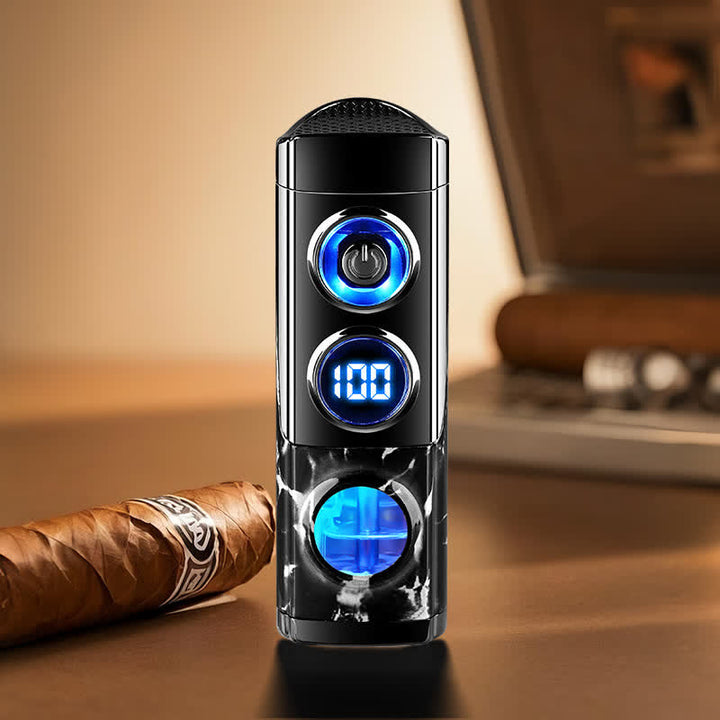 4-IN-1 Smart Triple Flame Cigar Lighter With Built-In Cigar Rest And Punch - Marbling - image 18