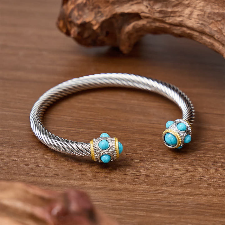 Eternal Turquoise Cable Twisted Open Cuff Bracelet - image 3