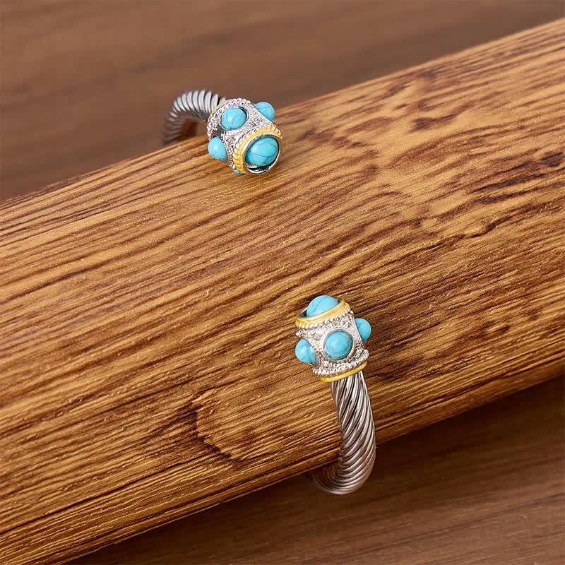 Eternal Turquoise Cable Twisted Open Cuff Bracelet - image 1