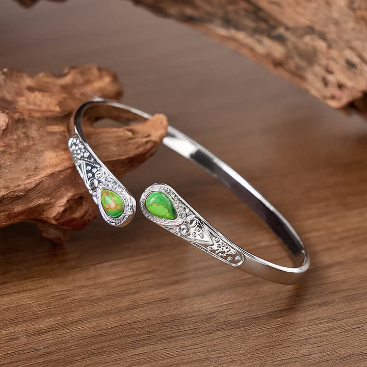 Rugged Beauty Twin Teardrop Turquoise Open Cuff Bracelet - image 6