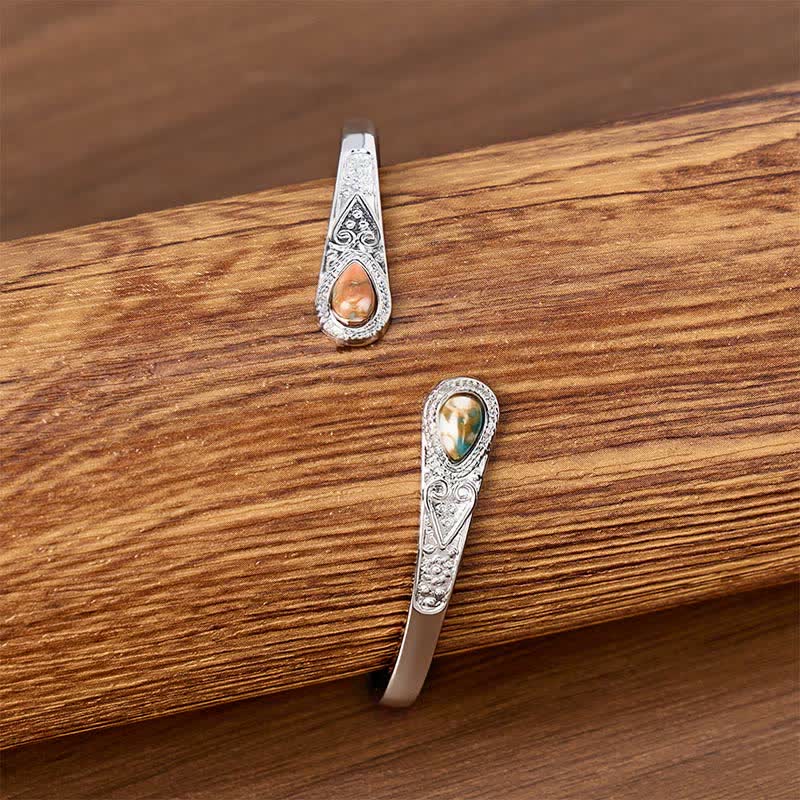 Rugged Beauty Twin Teardrop Turquoise Open Cuff Bracelet - image 9