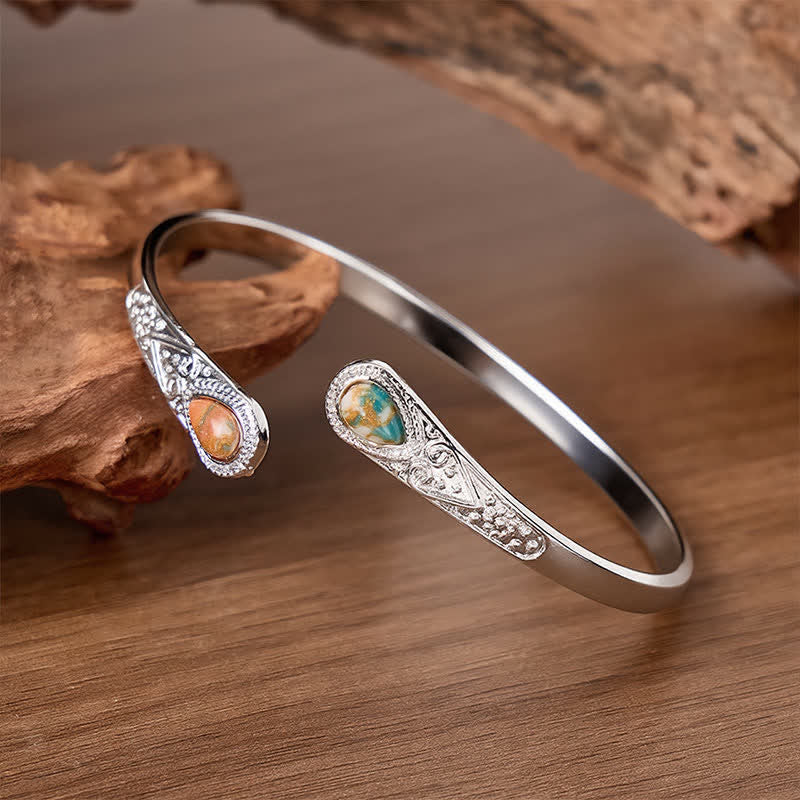 Rugged Beauty Twin Teardrop Turquoise Open Cuff Bracelet - image 10