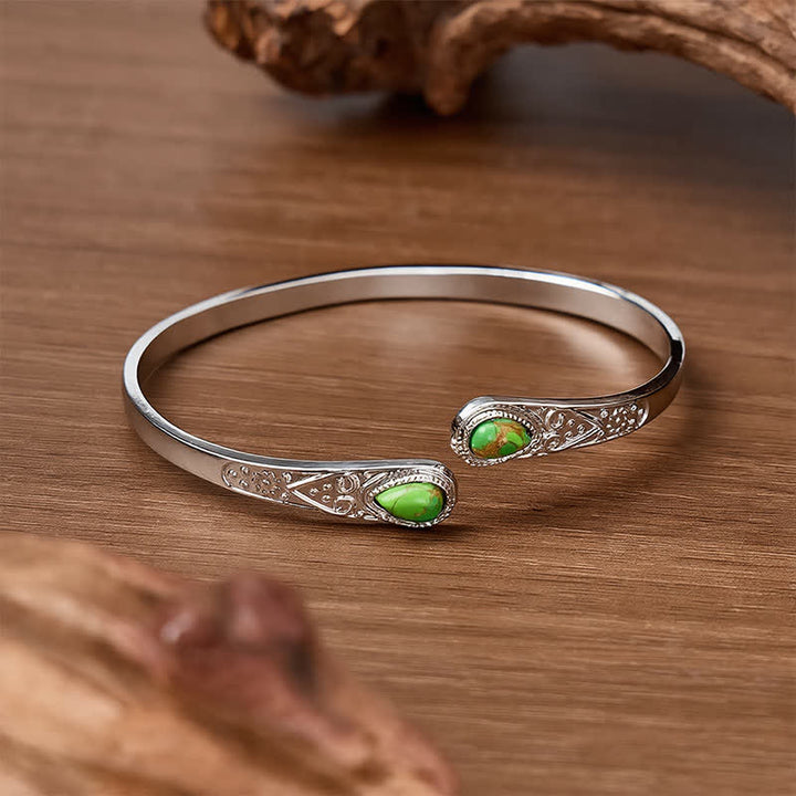 Rugged Beauty Twin Teardrop Turquoise Open Cuff Bracelet - image 7