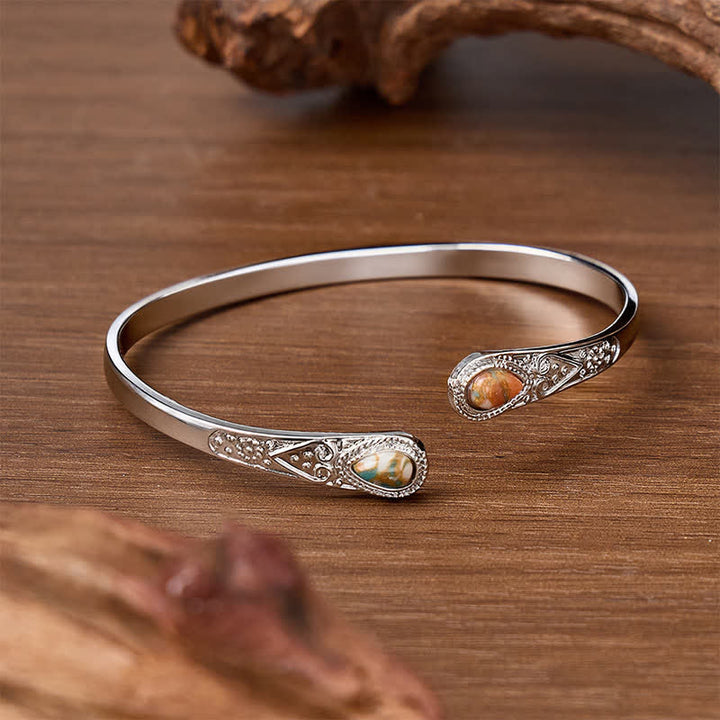 Rugged Beauty Twin Teardrop Turquoise Open Cuff Bracelet - image 11