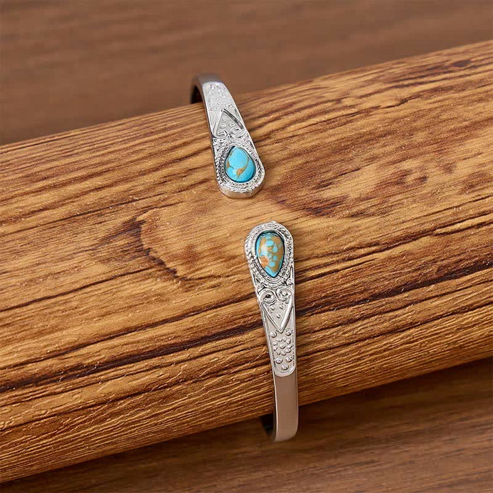 Rugged Beauty Twin Teardrop Turquoise Open Cuff Bracelet - image 1