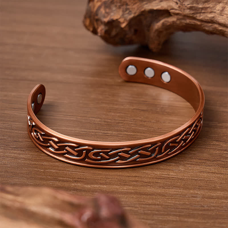 Rose Flower Copper Magnetic Healing Open Cuff Bracelet - image 2